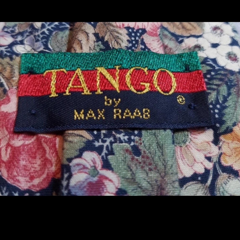 Tango by Max Raab 80s Vintage Tie Necktie Navy Floral EUC LIKE NEW!